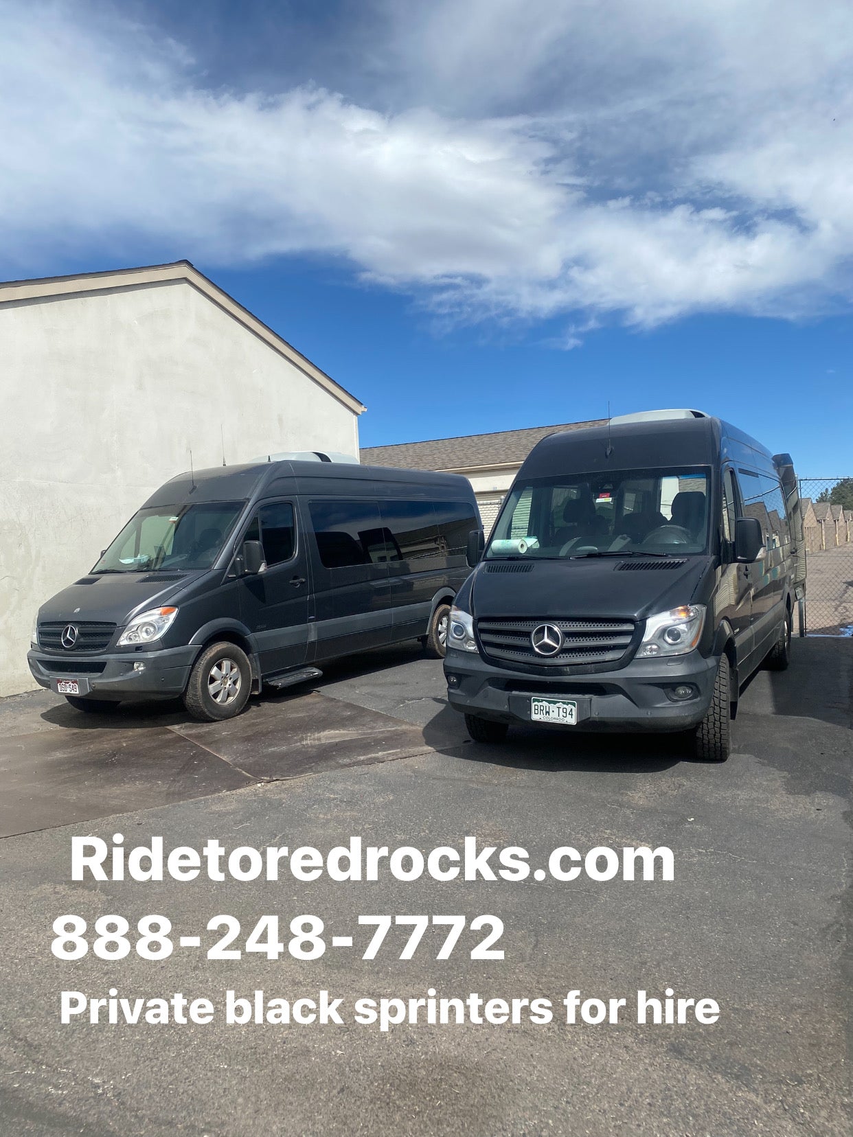 Two black Mercedes sprinter vans online reservations ridetoredrocks.com